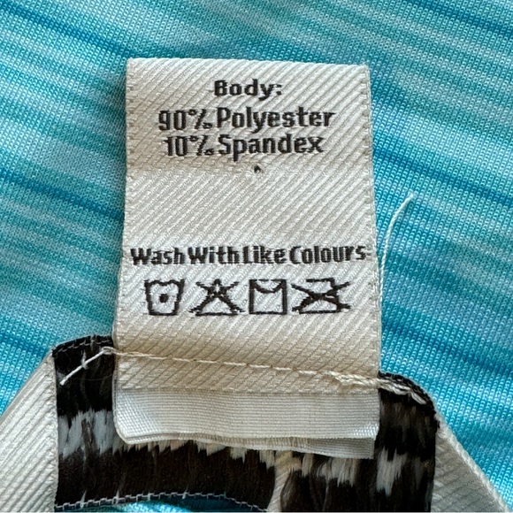 🆕 Kyodan Freedom Trail Dress Travel Aqua Blue Stripe Stetchy Short Sleeve 8 10 M - Picture 4 of 5